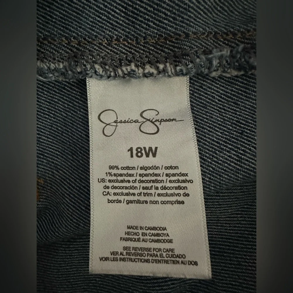 Jessica Simpson Tease High Rise Wide Leg Jeans Patch Pocket Plus Size 18 W